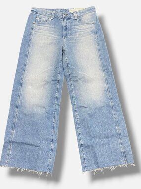 AG Jeans Women's Blue Mid-Rise Saige Wide-Leg Crop Jeans Pants Size 27